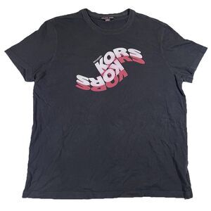 Michael Kors Graphic Spell Out Graphic Black Short Sleeve T-Shirt Men's Large